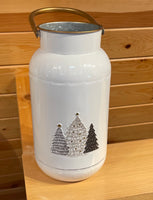 DNS White Milk Can embossed w/Trees