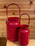 DNS Red Snowflake Pattern Galvanized Can