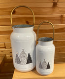 DNS White Milk Can embossed w/Trees