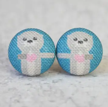 RO Fabric Button Earrings