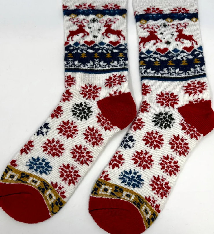 Christmas Print Alpaca Socks