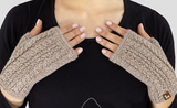 Alpaca Cable Fingerless Gloves