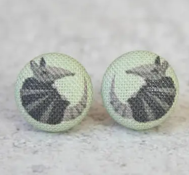 RO Fabric Button Earrings