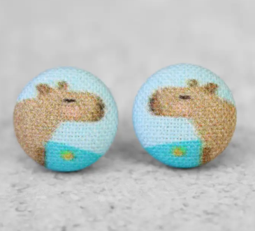 RO Fabric Button Earrings