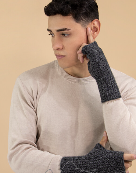 CA Alpaca Men's Fingerless Gloves
