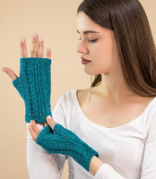 Alpaca Cable Fingerless Gloves