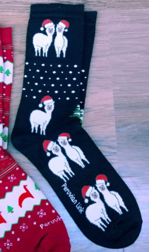 Christmas Print Alpaca Socks