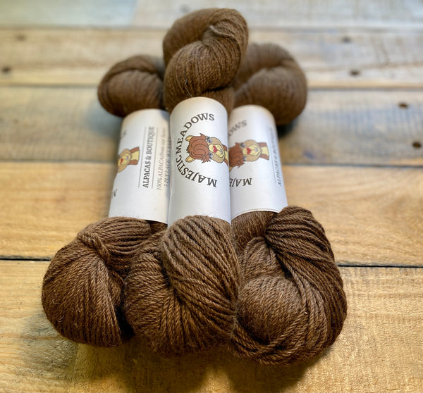 100% Alpaca Yarn 3 Ply Lace Weight Brown