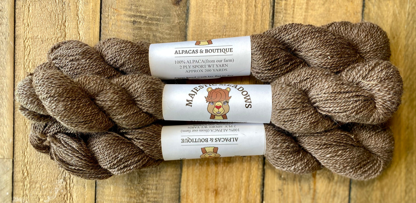 100% Alpaca Yarn 2 Ply Sport Weight Dark Rose Grey